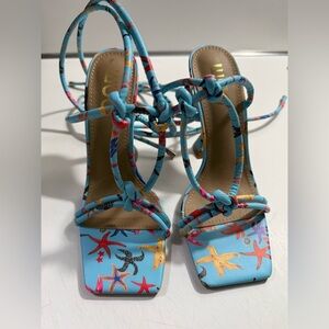 Turquoise Starfish Lace-Up Sandals size UK 5